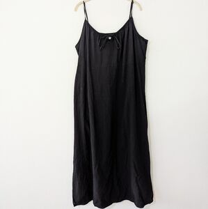 Old Navy Crinkled Maxi Cami Shift Dress Tie Bust Sleeveless Midi Black XXL